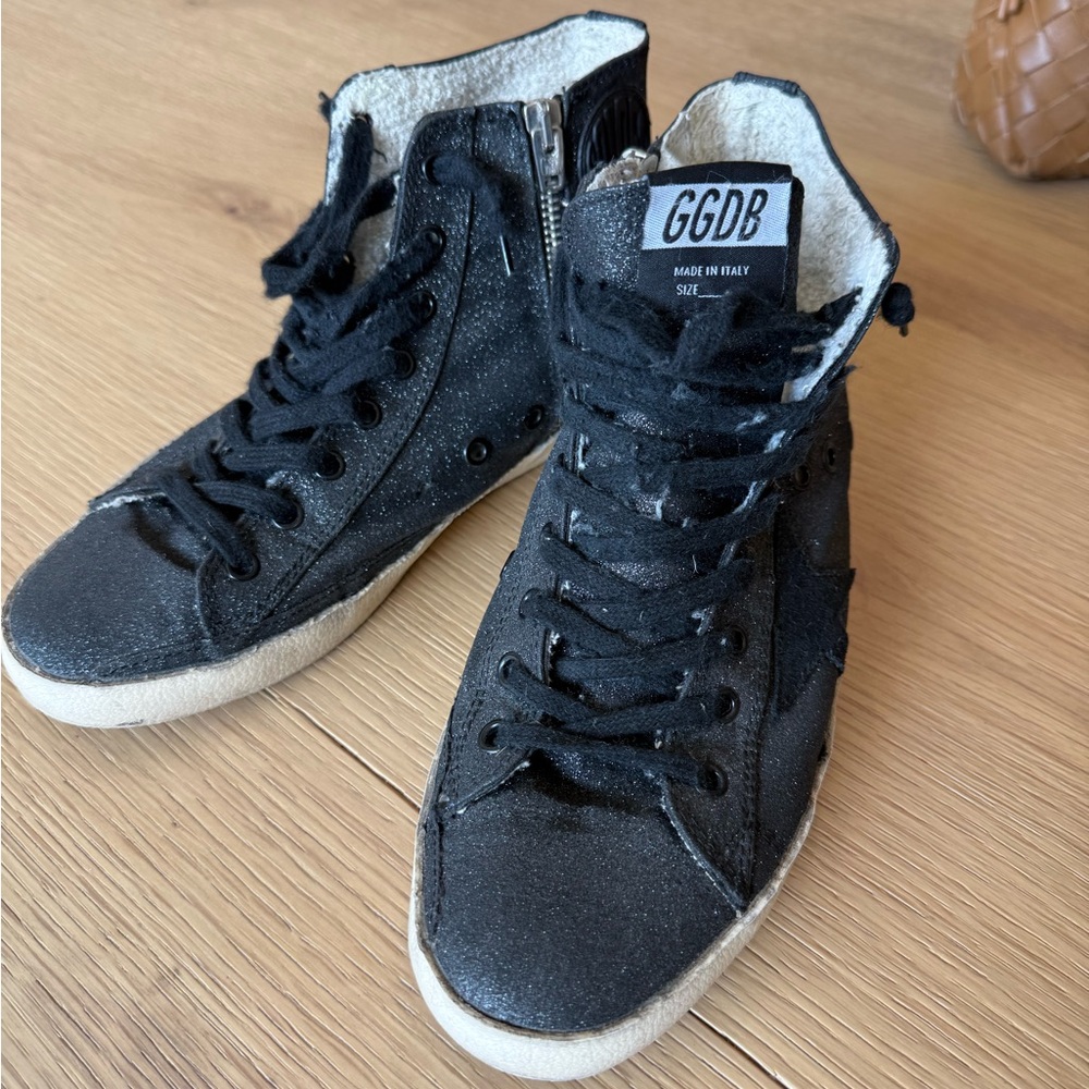 Golden Goose Black Glitter High-Top Sneakers